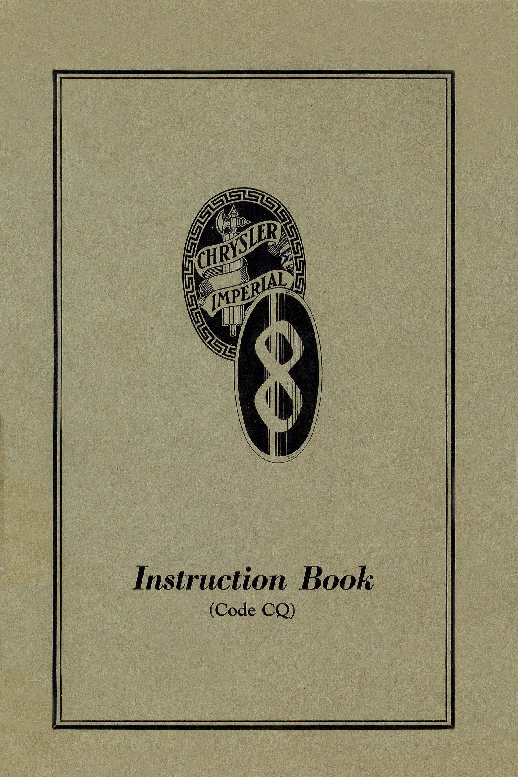 1933 Chrysler Imperial Instruction Book